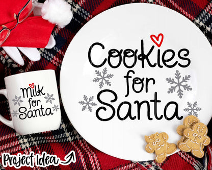 Christmas Plate and Mug SVG, Digital download, Cricut cut file, Silhouette, Santa cookies & milk design