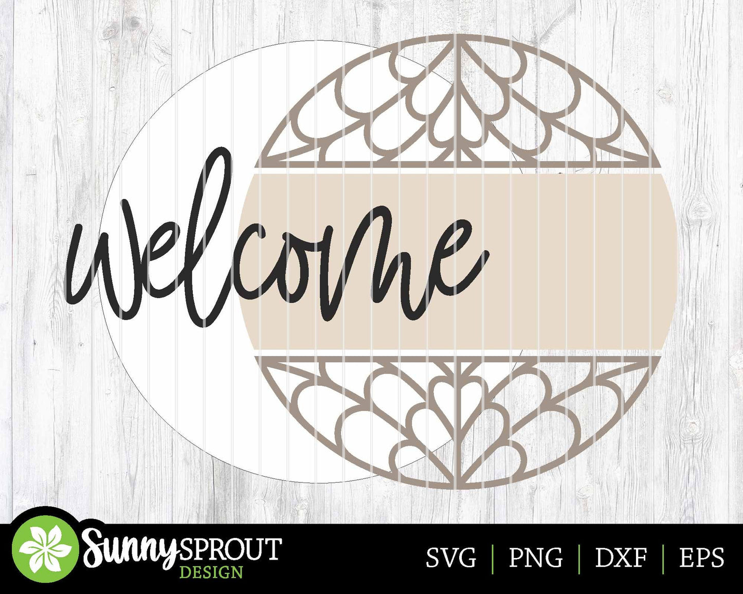 Welcome Boho Pattern Sign, Digital Download, SVG Laser Cut File, Cricut, Farmhouse Round Door Hanger Design