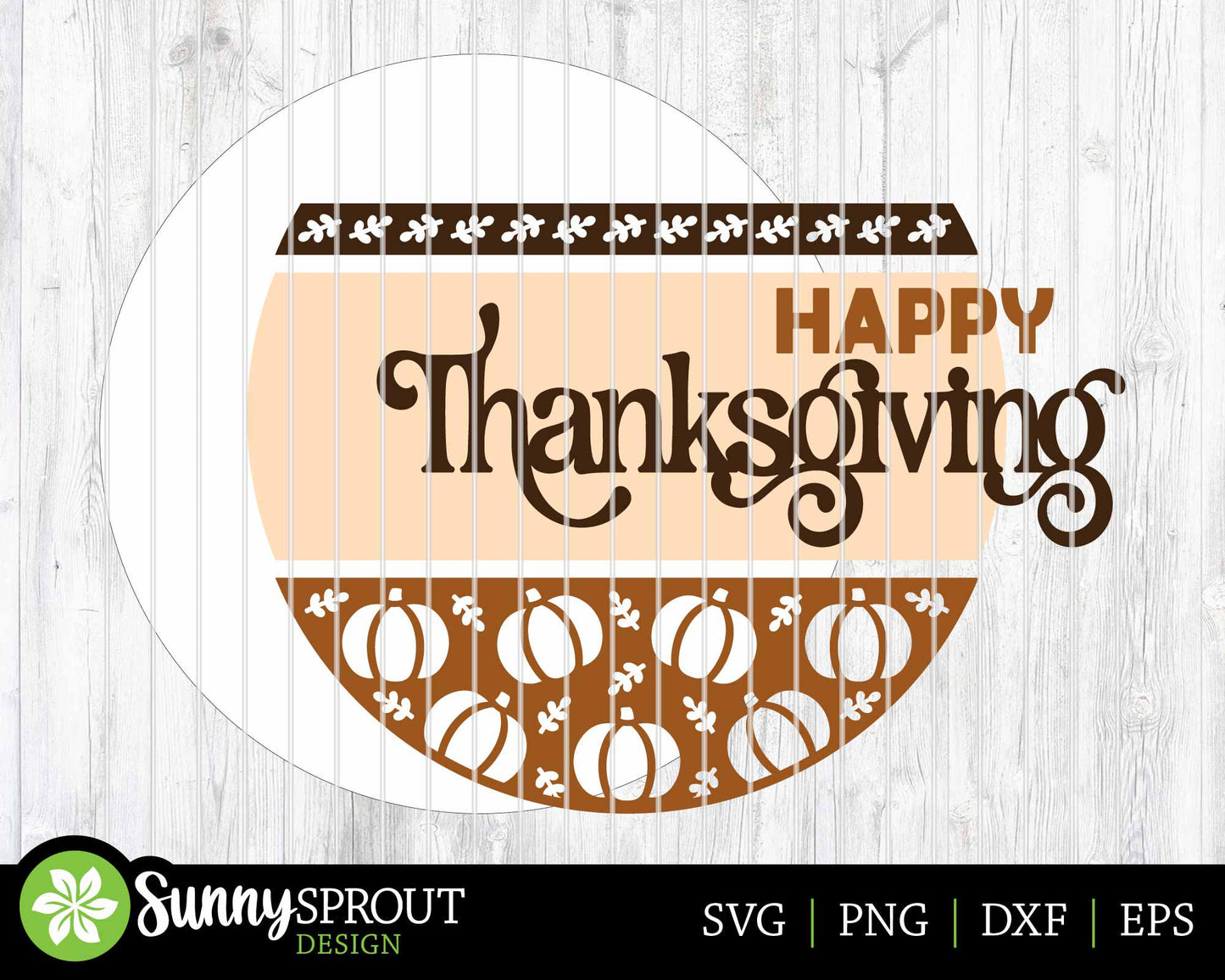 Happy Thanksgiving Pumpkin Pattern Sign, Digital Download, SVG Laser Cut File, Cricut, Round Fall Door Hanger Design