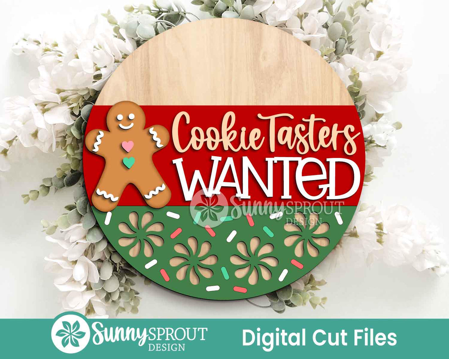 Christmas Laser Sign Bundle 7, Round door hanger, Glowforge laser cut file, Holiday welcome sign svg, Winter decor svg