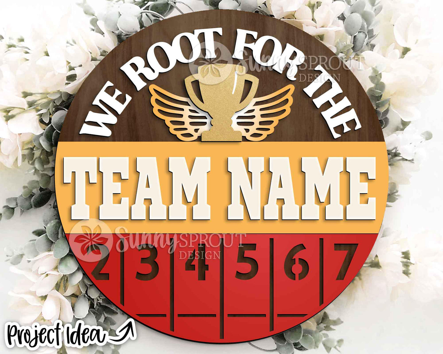 We Root For The Track Team Sign, Digital Download, SVG Laser Cut File, Cricut, Round Door Hanger Design, Personalized Sports Decor