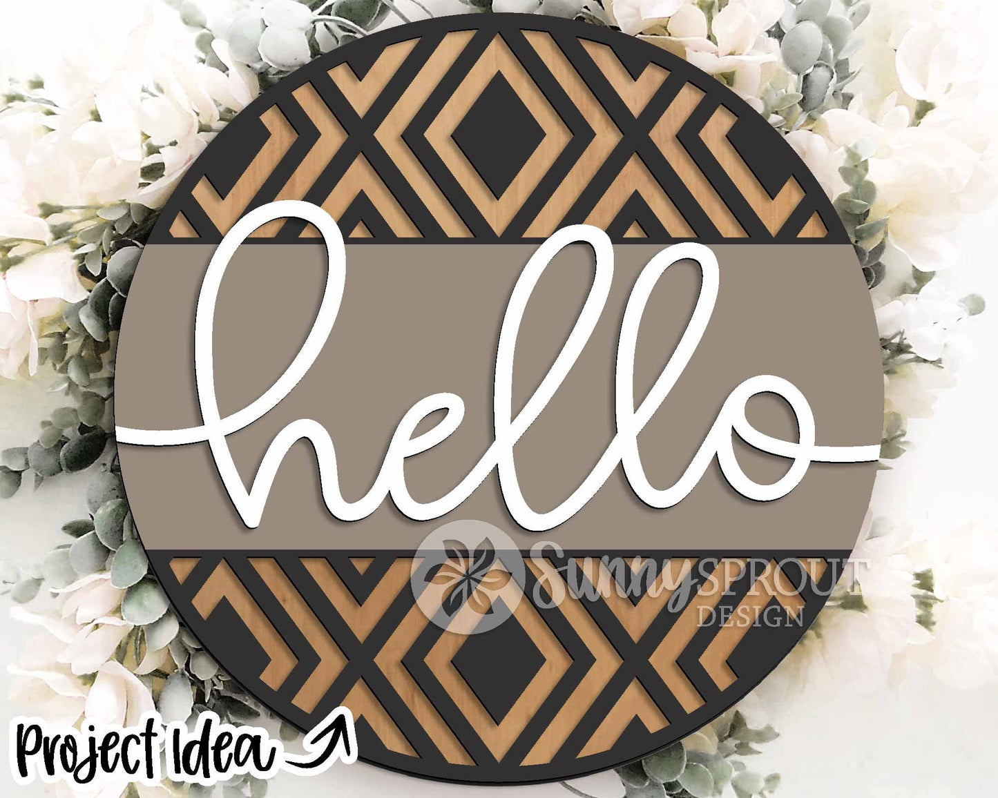 Geometric Laser Sign Bundle 2, Round door hanger svg, Glowforge laser file, Cricut, Front door welcome sign, Modern svg