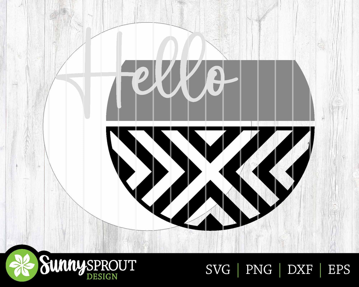 Hello Geometric Welcome Sign, Digital Download, SVG Laser Cut File, Cricut, Modern Round Door Hanger Design
