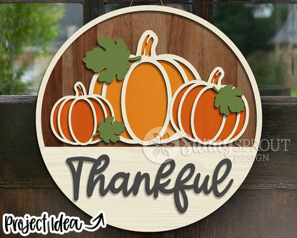 Thanksgiving Laser Sign Bundle, Round door hanger, Glowforge laser file, Cricut cut svg, Silhouette, Fall welcome sign