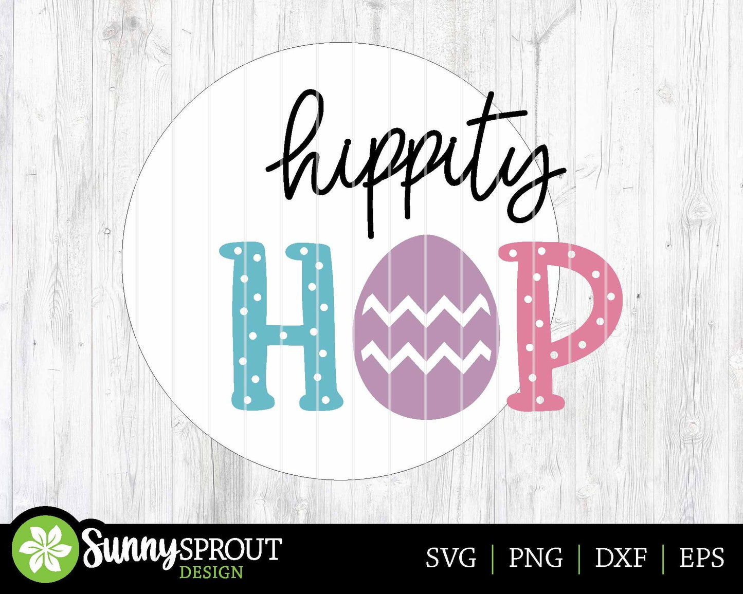 Hippity Hop Easter Egg Sign, Digital download, SVG Laser cut file, Cricut, Round door hanger design