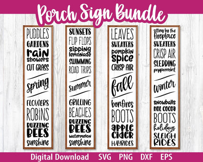 Seasonal Things Porch Sign Bundle | Digital Download | Print File, Cricut, Silhouette Cut File | Front Door Sign Design | svg png dxf eps