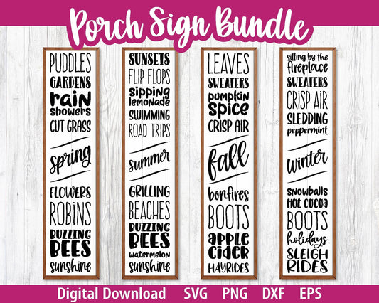 Seasonal Things Porch Sign Bundle | Digital Download | Print File, Cricut, Silhouette Cut File | Front Door Sign Design | svg png dxf eps