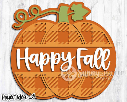 Happy Fall Monogram Pumpkin Sign, Digital Download, SVG Laser Cut File, Cricut, Round Fall Door Hanger Design, Personalize name