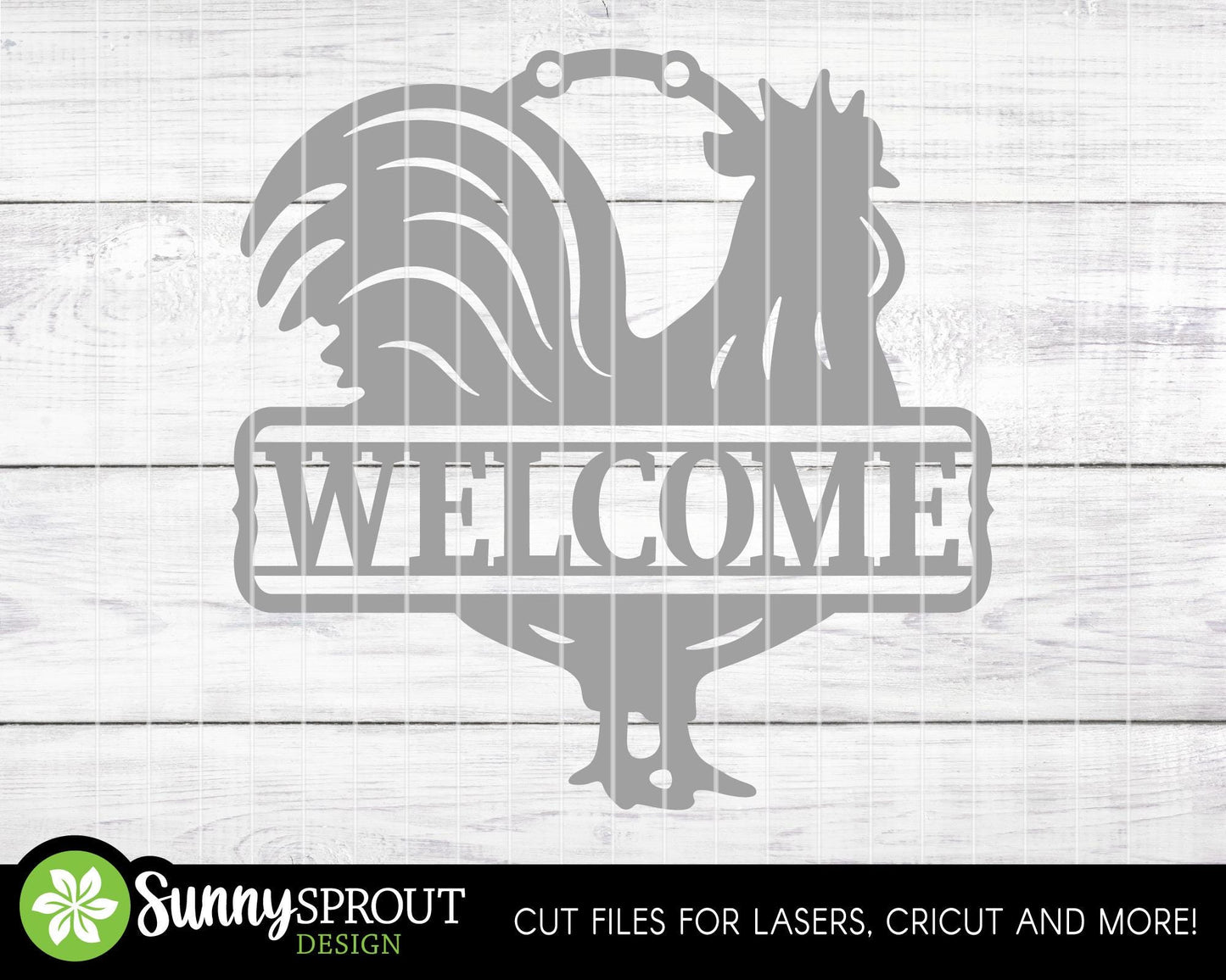 Rooster Welcome Sign, Digital download, SVG Laser cut file, Cricut, Door hanger design, Chicken farm decor