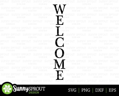 Welcome Porch Sign SVG, Digital Download, Cricut Cut File, Silhouette, Front Door Leaner Design