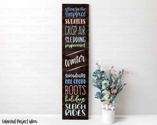 Winter Things Porch Sign | Digital Download | svg, png, jpg, dxf, eps | Print File, Cut File for Cricut | Winter Sign Design for Front Door