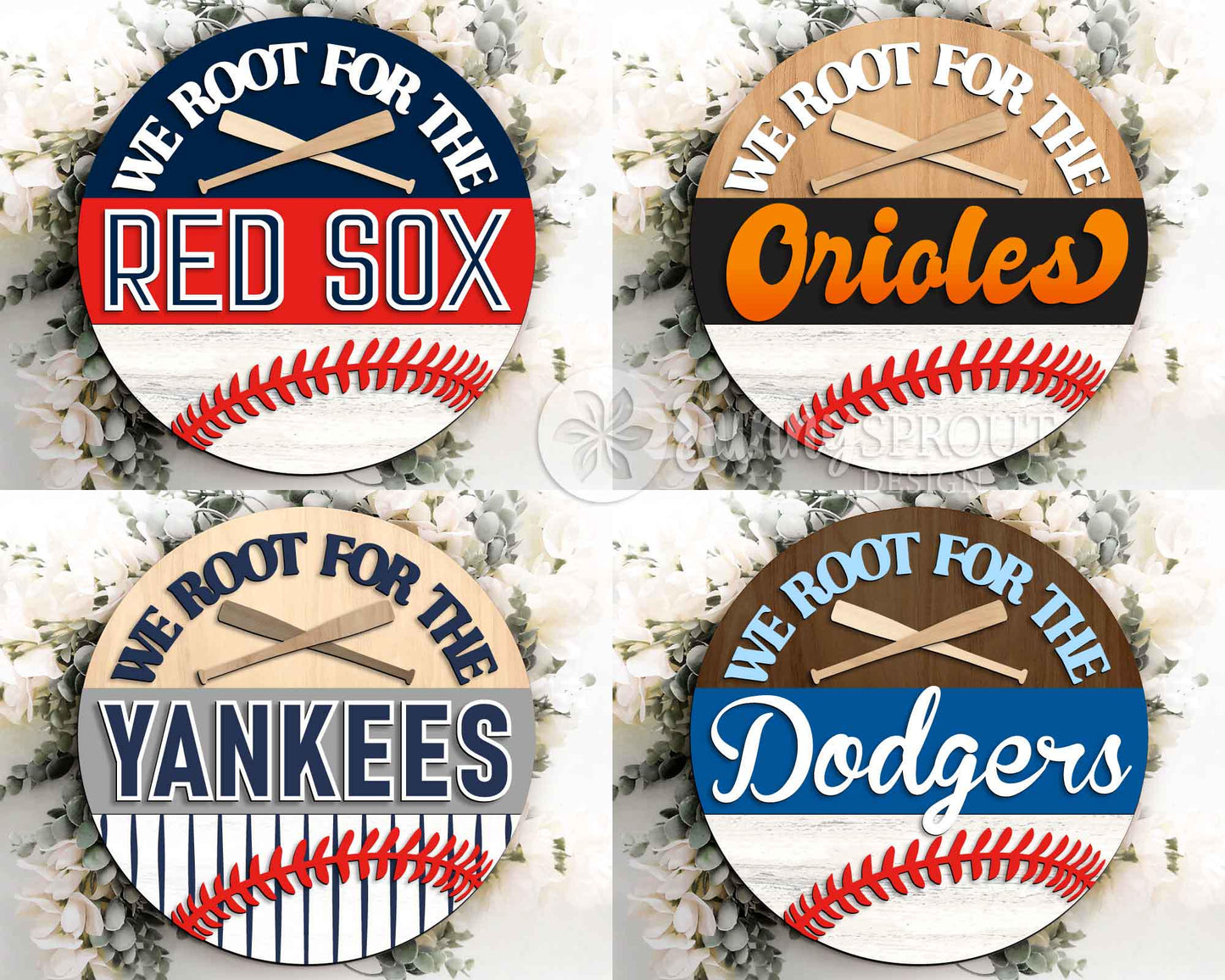 We Root For The Baseball Team Sign, Digital Download, SVG Laser Cut File, Cricut, Door Hanger Design, Personalized Sports Decor