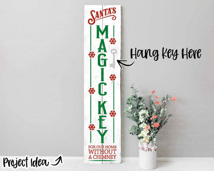Santa's Magic Key Porch Sign, Digital download, Cricut SVG cut file, Silhouette, Christmas door leaner design