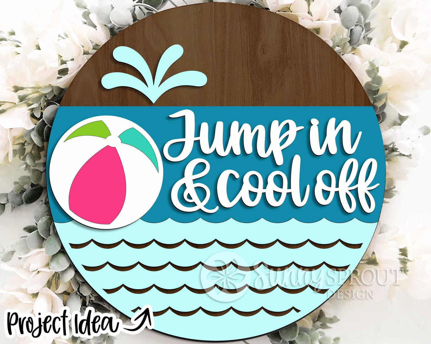 Pool Laser Sign Bundle, Round door hanger svg, Glowforge laser file, Cricut, Welcome sign svg, Summer door hanger svg