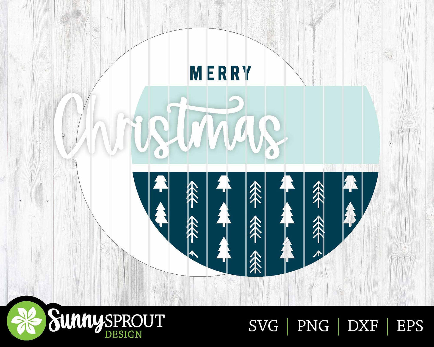 Merry Christmas Modern Tree Pattern Sign, Digital Download, SVG Laser Cut File, Cricut, Round Door Hanger Design