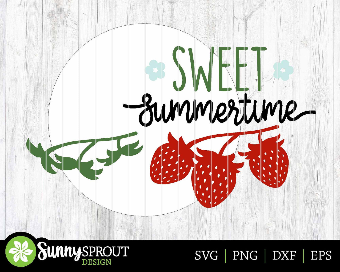Sweet Summertime Strawberry Sign, Digital Download, SVG Laser Cut File, Cricut, Summer Round Door Hanger Design