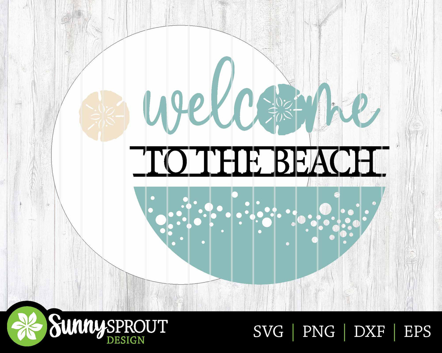 Welcome to the Beach Sign, Digital download, SVG Laser cut file, Cricut, Round door hanger design, Ocean coastal decor