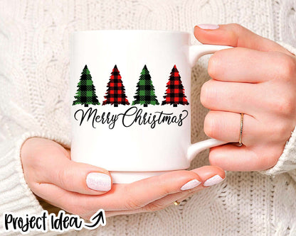 Merry Christmas Buffalo Plaid Trees SVG, Digital Download, Cricut Cut File, Silhouette, Sign, Mug, Shirt Design