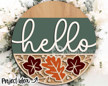 Fall Laser Sign Bundle 2, Round door hanger, Glowforge laser file, Cricut cut file, Autumn welcome sign svg, Fall decor
