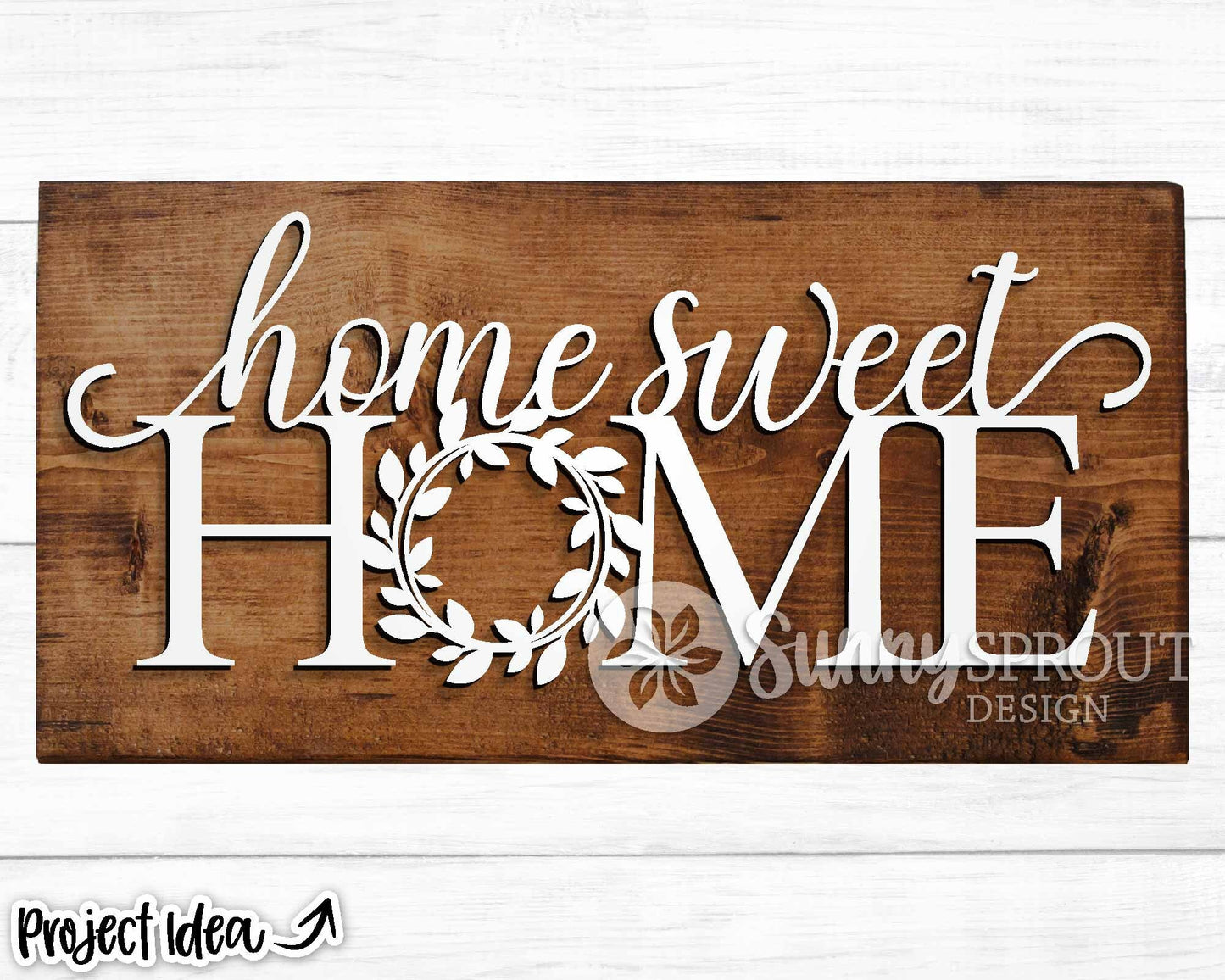 Home Sweet Home Wreath SVG, Round door hanger svg, Cricut cut file, Glowforge laser cut file, Welcome sign svg