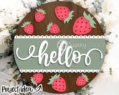 Summer Laser Sign Bundle 5, Round door hanger svg, Glowforge laser file, Cricut, Front door welcome sign, Hello summer svg