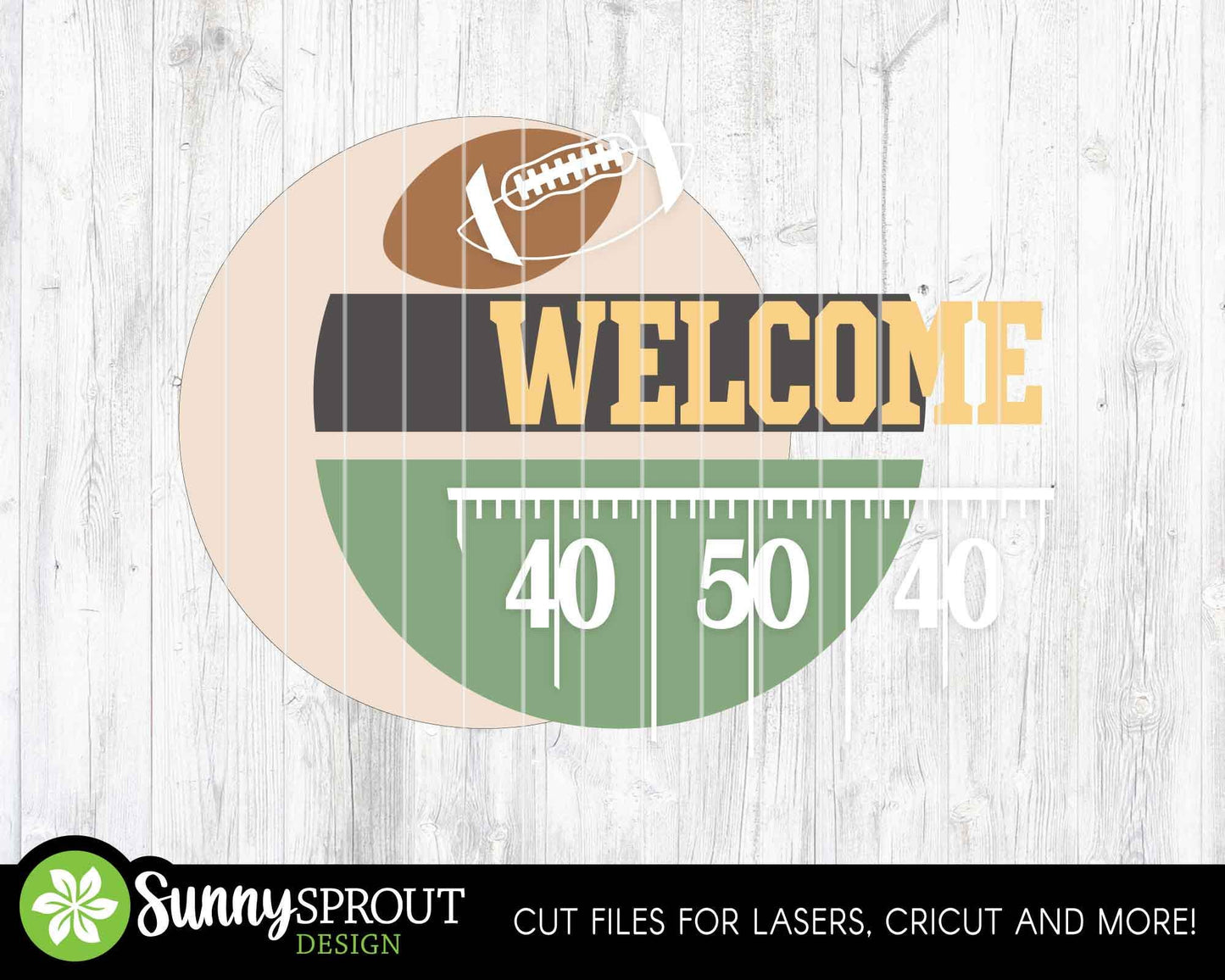 Welcome Football Field Sign, Digital Download, SVG Laser Cut File, Cricut, Door Hanger Design, Sports Decor