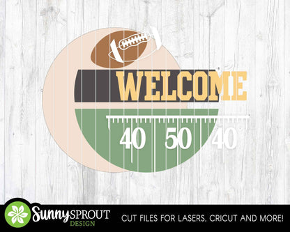 Welcome Football Field Sign, Digital Download, SVG Laser Cut File, Cricut, Door Hanger Design, Sports Decor