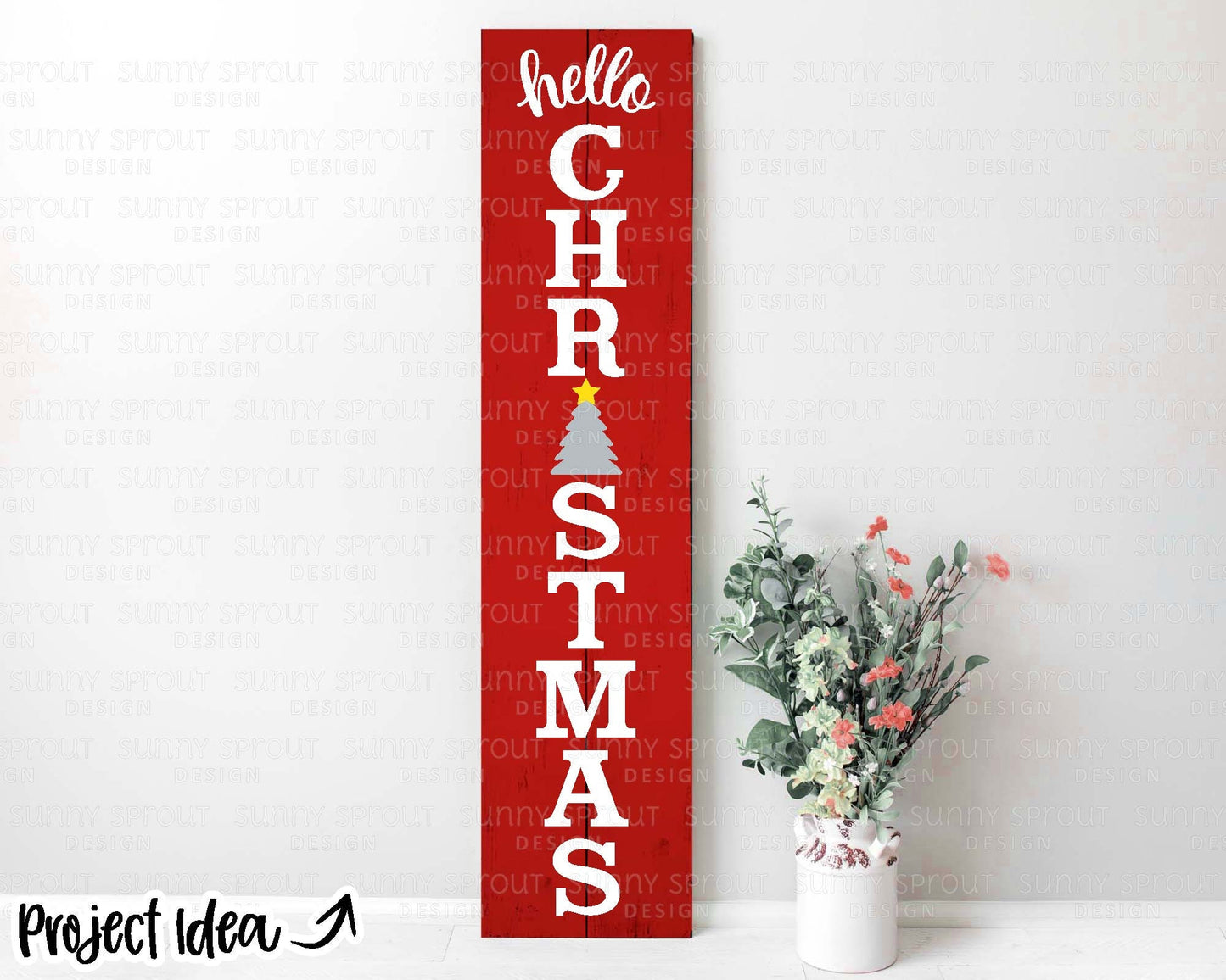 Hello Christmas Porch Sign, Digital download, Cricut SVG cut file, Silhouette, Holiday door leaner design