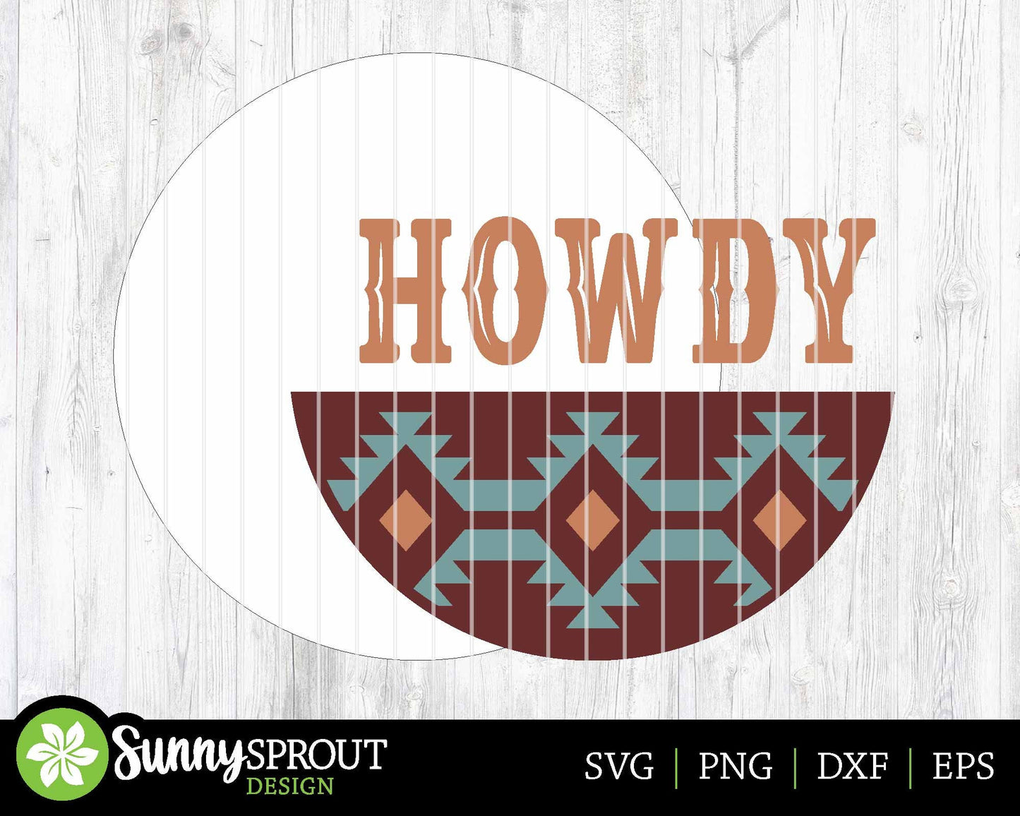 Howdy Southwest Pattern Sign, Digital Download, SVG Laser Cut File, Cricut, Cowboy Western Round Door Hanger Design