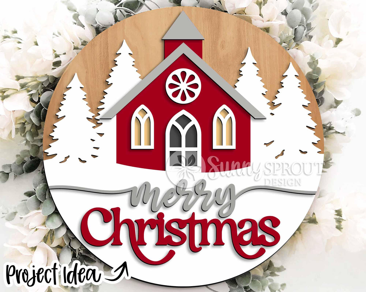 Christmas Laser Sign Bundle 6, Round door hanger, Glowforge laser cut file, Holiday welcome sign svg, Winter decor svg
