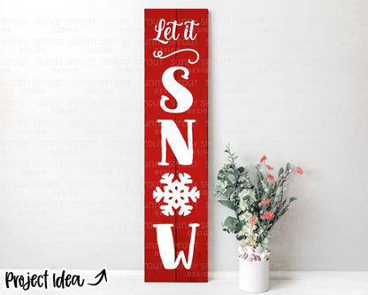 Let it Snow Snowflake; Digital Download | Print File, Cricut, Silhouette Cut File | Winter Front Door Porch Sign Design | svg png dxf eps