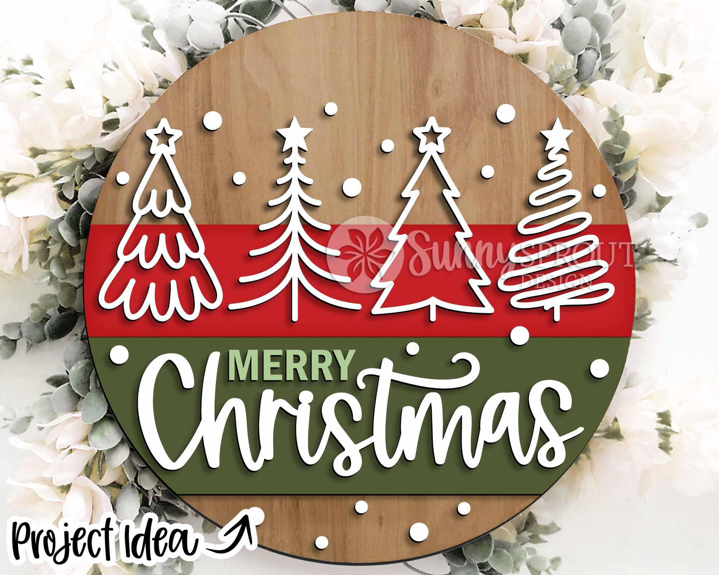Christmas Laser Sign Bundle 6, Round door hanger, Glowforge laser cut file, Holiday welcome sign svg, Winter decor svg