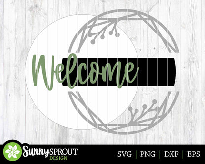 Geometric Hexagon Welcome Sign, Digital Download, SVG Laser Cut File, Cricut, Farmhouse Round Door Hanger Design