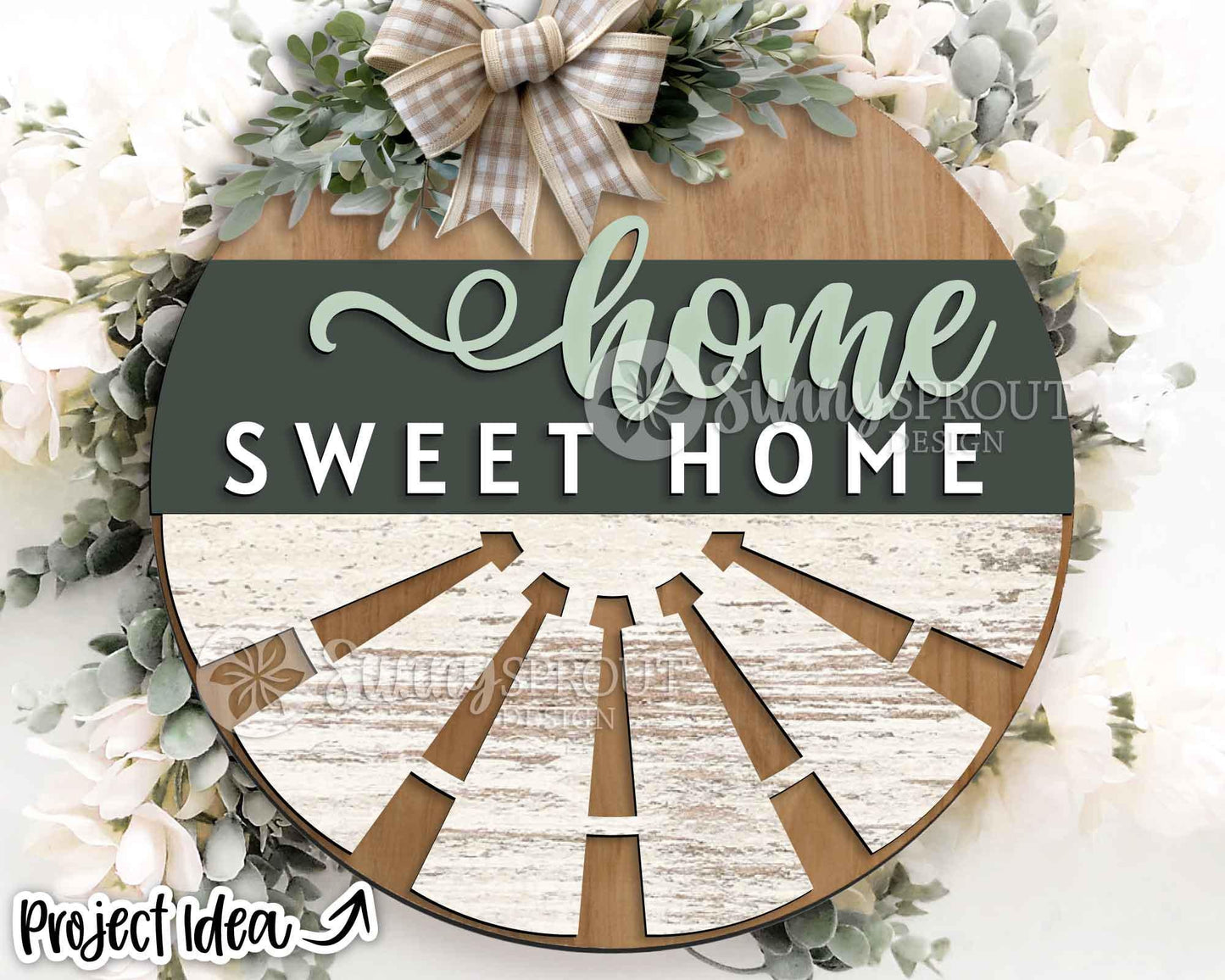 Home Sweet Home Windmill Sign, Digital Download, SVG Laser Cut File, Cricut, Rustic Farmhouse Round Door Hanger Design
