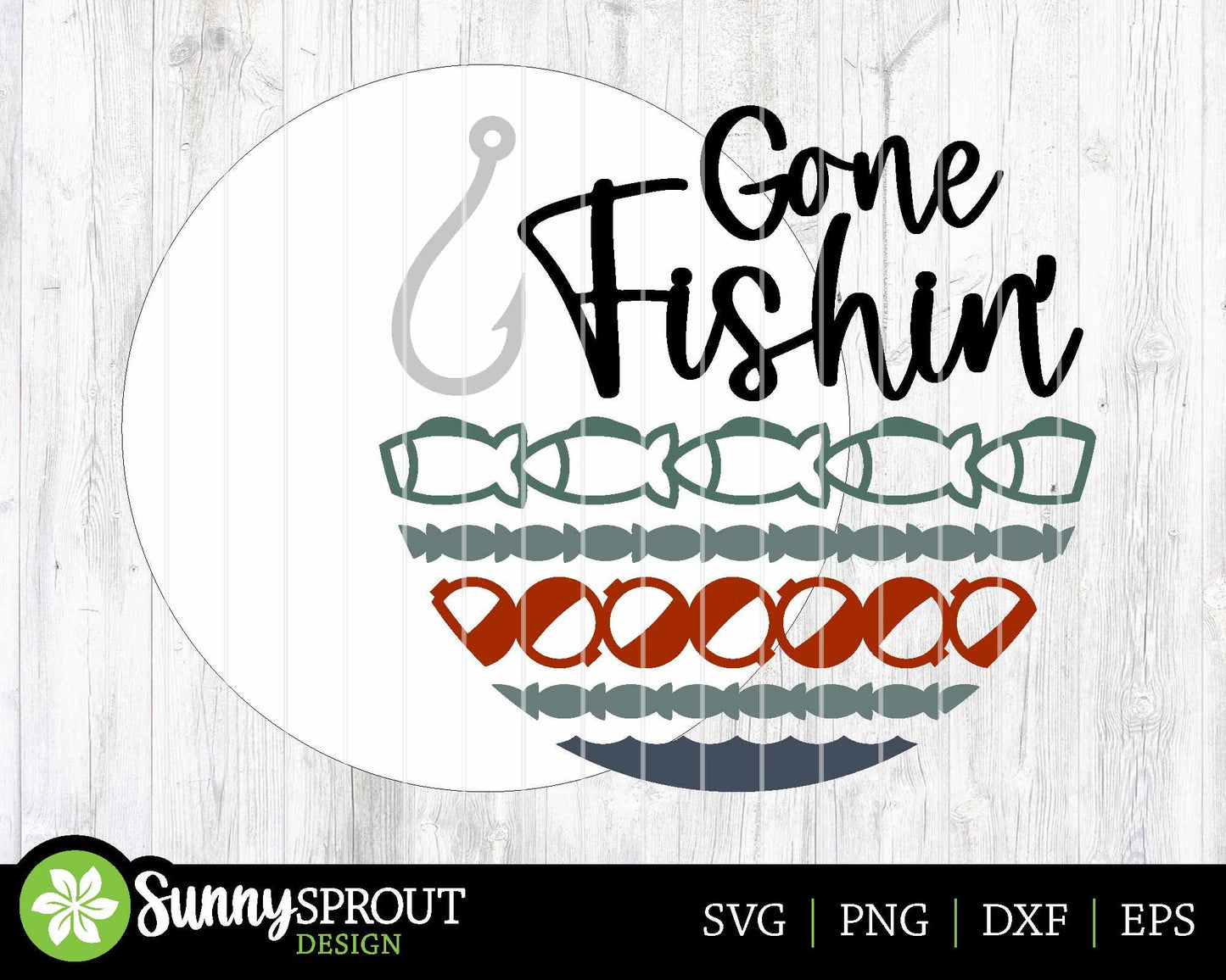 Gone Fishin' Hook Sign, Digital download, SVG Laser cut file, Cricut, Round door hanger design, Lake house cabin decor, Fishing SVG