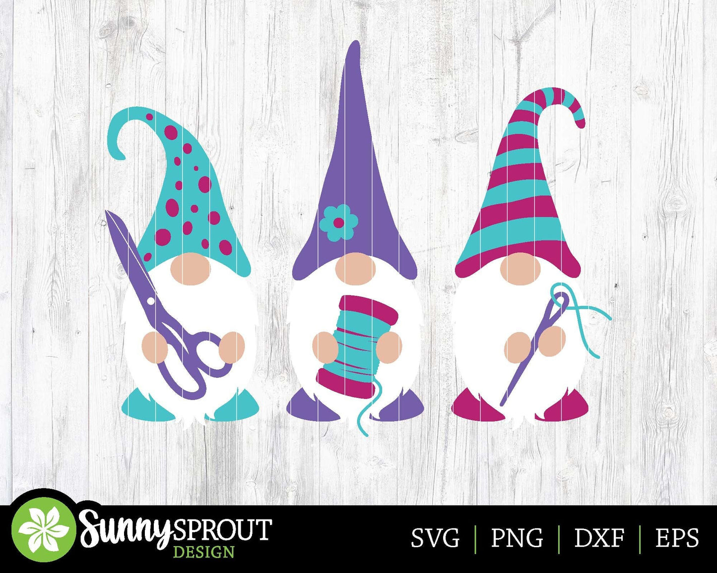 Three Gnomes Sewing Notions SVG, Digital download, Cricut cut file, Silhouette, Quilting embroidery design