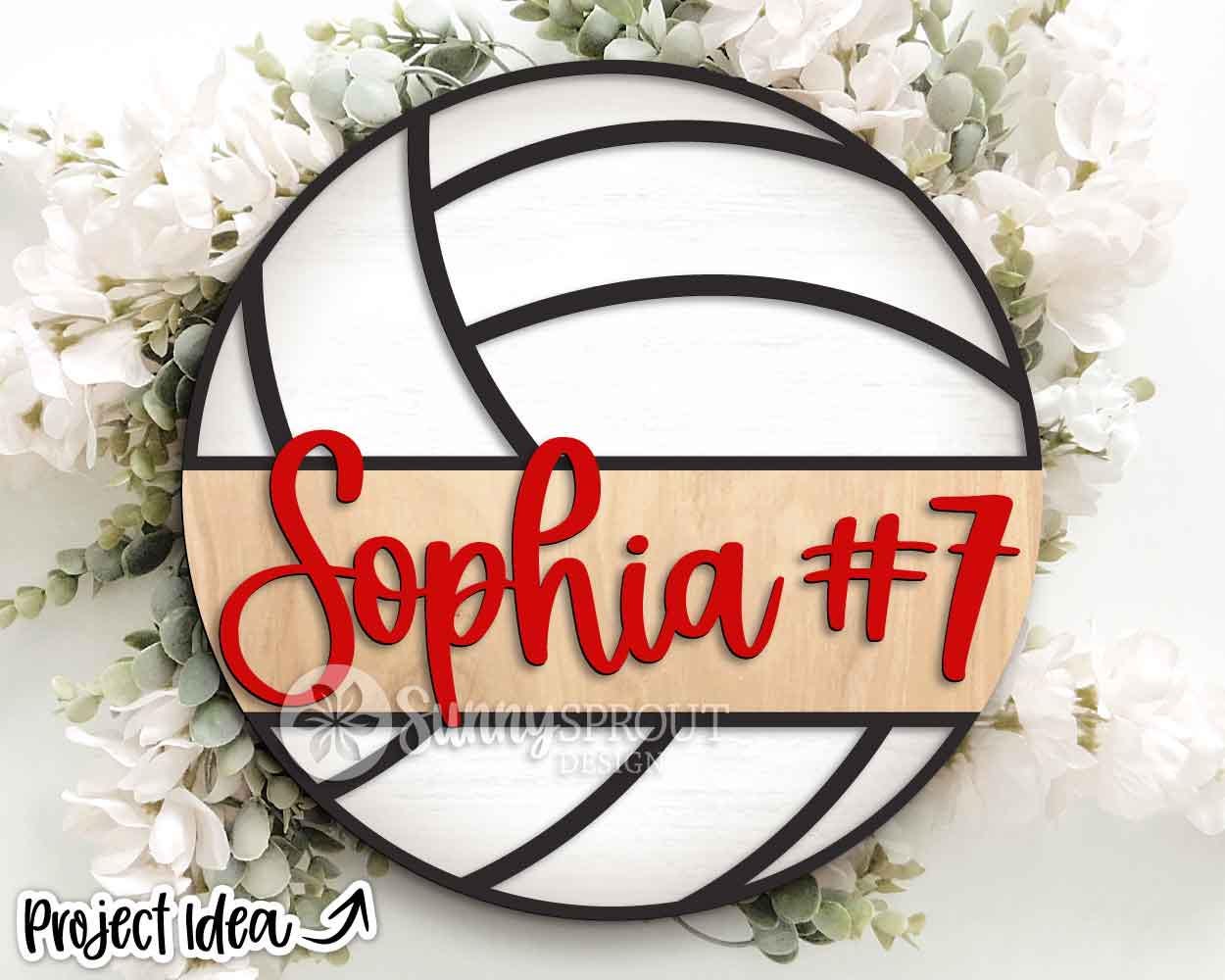 Volleyball Player Name Number Sign, Digital Download, SVG Laser Cut File, Cricut, Door Hanger Wall Art Design, Personalized Sports Decor