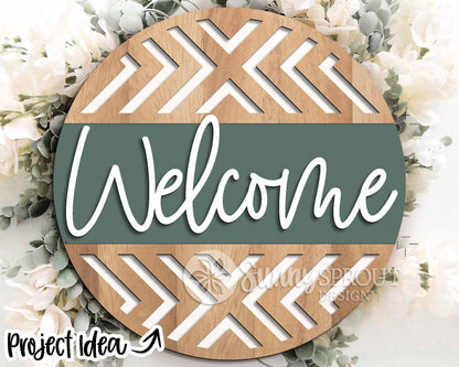 Geometric Laser Sign Bundle 2, Round door hanger svg, Glowforge laser file, Cricut, Front door welcome sign, Modern svg