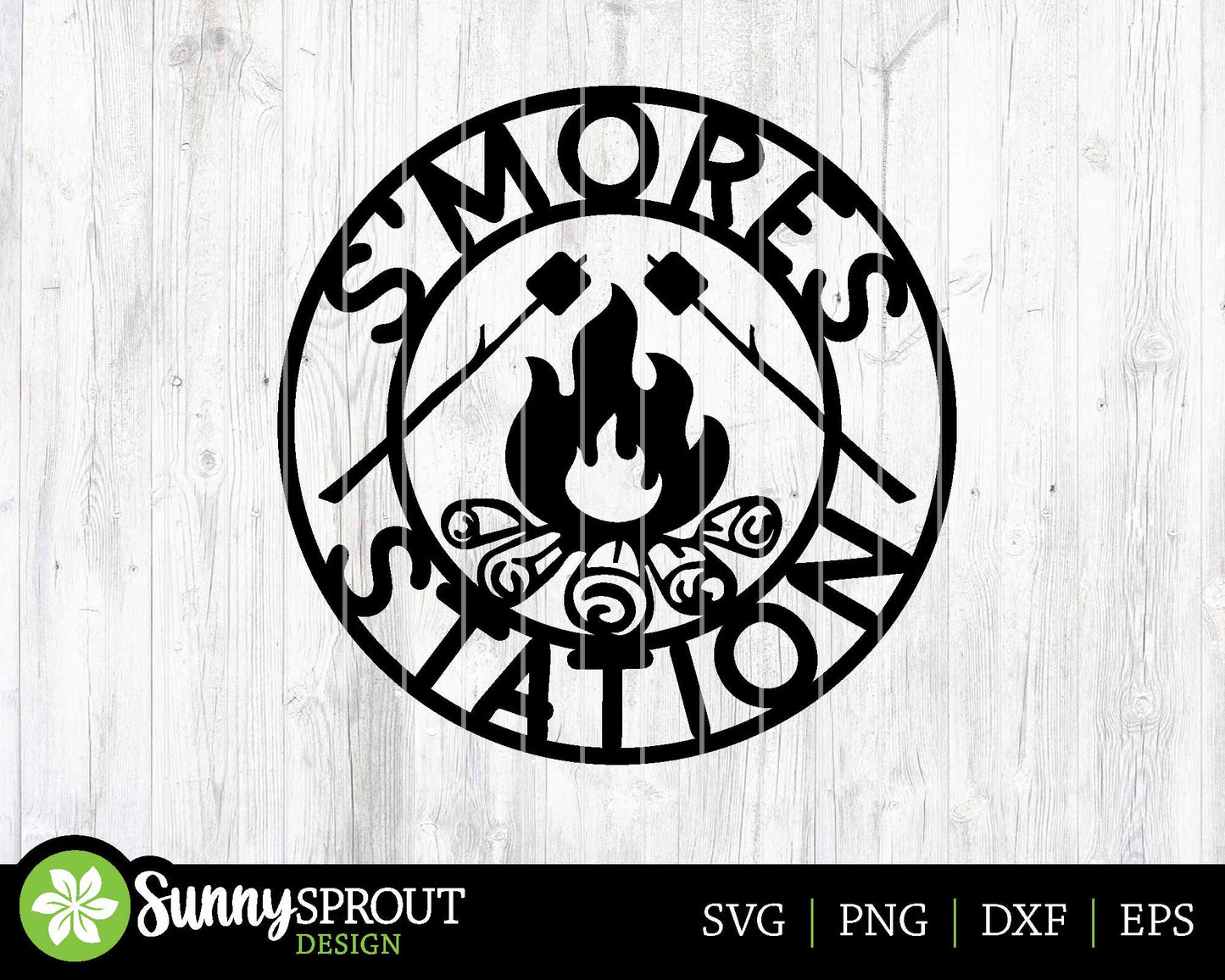 Smores Station Campfire Sign, Digital download, SVG Laser cut file, Cricut, Round door hanger design, Camping cabin outdoor decor
