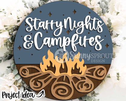 Camping Laser Sign Bundle 2, Round door hanger svg, Glowforge laser file, Cricut, Front door welcome sign, Summer decor