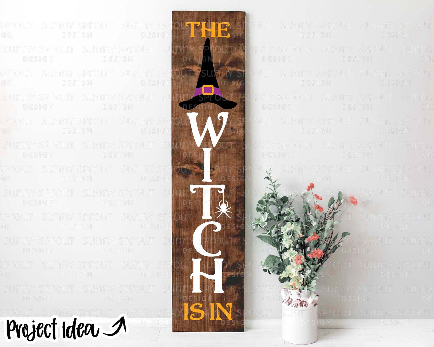 The Witch Is In Halloween Porch Sign, Digital Download, Cricut SVG Cut FIle, Silhouette, Fall Porch Leaner Design