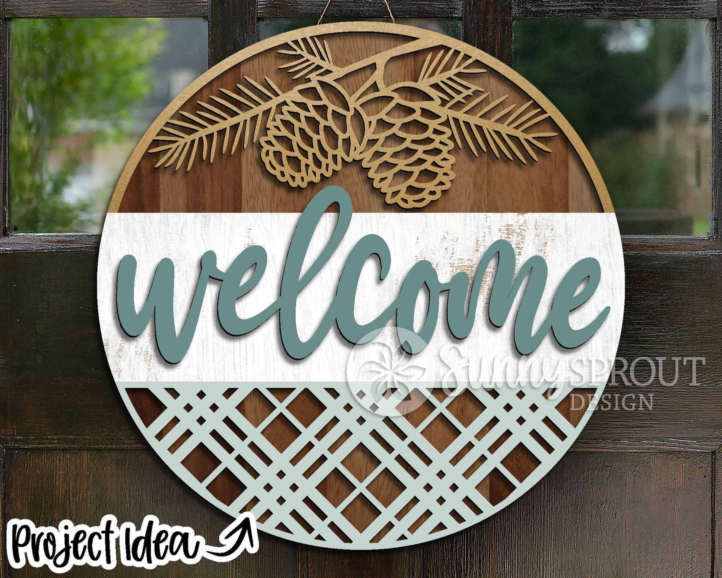 Winter Laser Sign Bundle, Round door hanger, Glowforge laser file, Cricut cut file, Silhouette, Holiday welcome sign svg