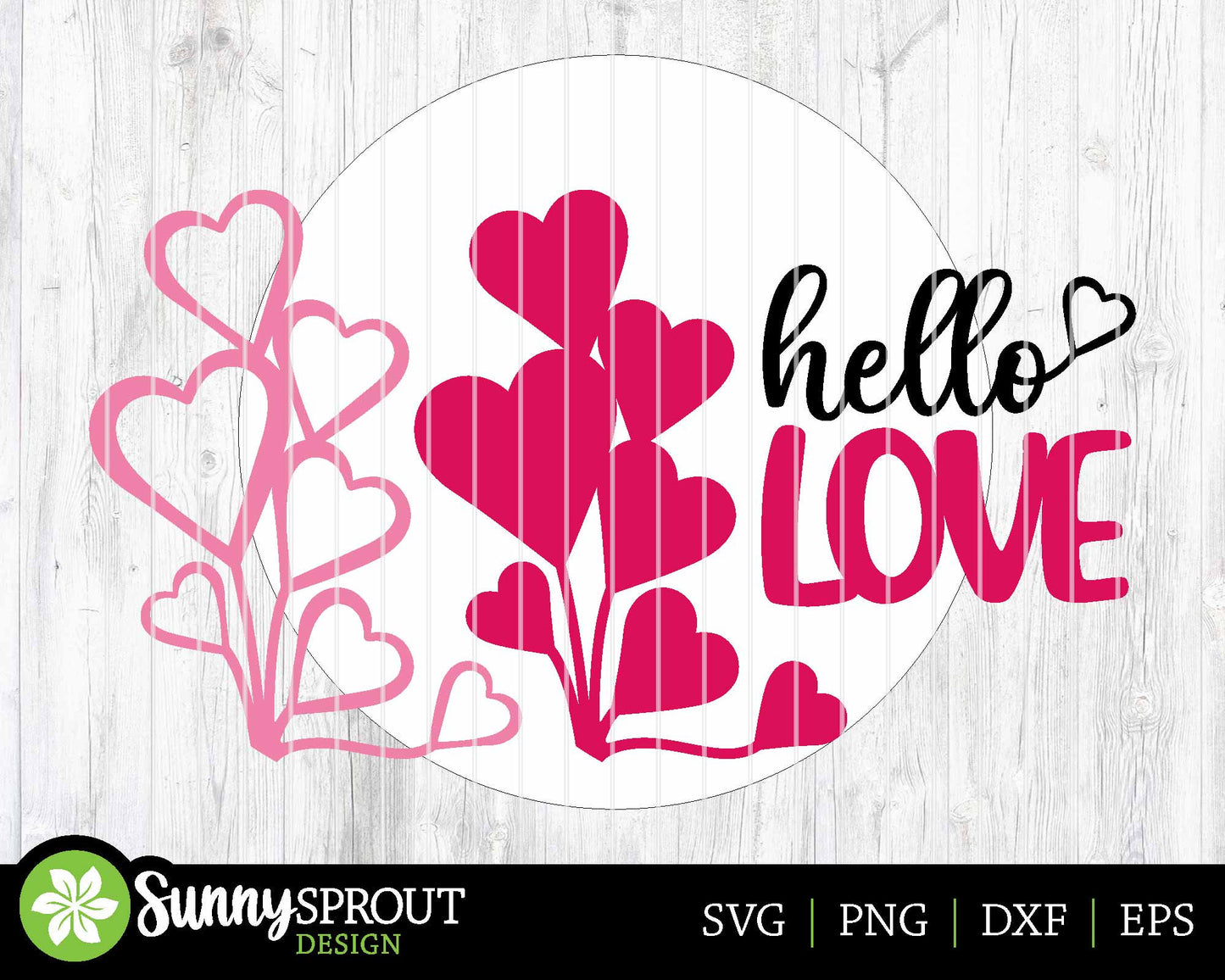 Hello Love Hearts Welcome Sign, Digital Download, SVG Laser Cut File, Cricut, Round Door Hanger Design, Valentine's Day Decor