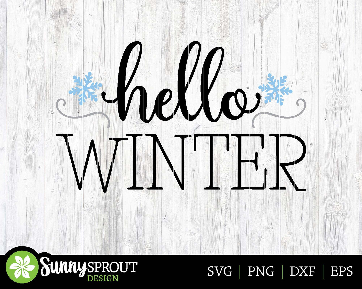 Hello Winter; Digital Download | Print File, Cricut, Silhouette Cut File | Farmhouse Round, Front Door Welcome Sign Design | svg png dxf eps