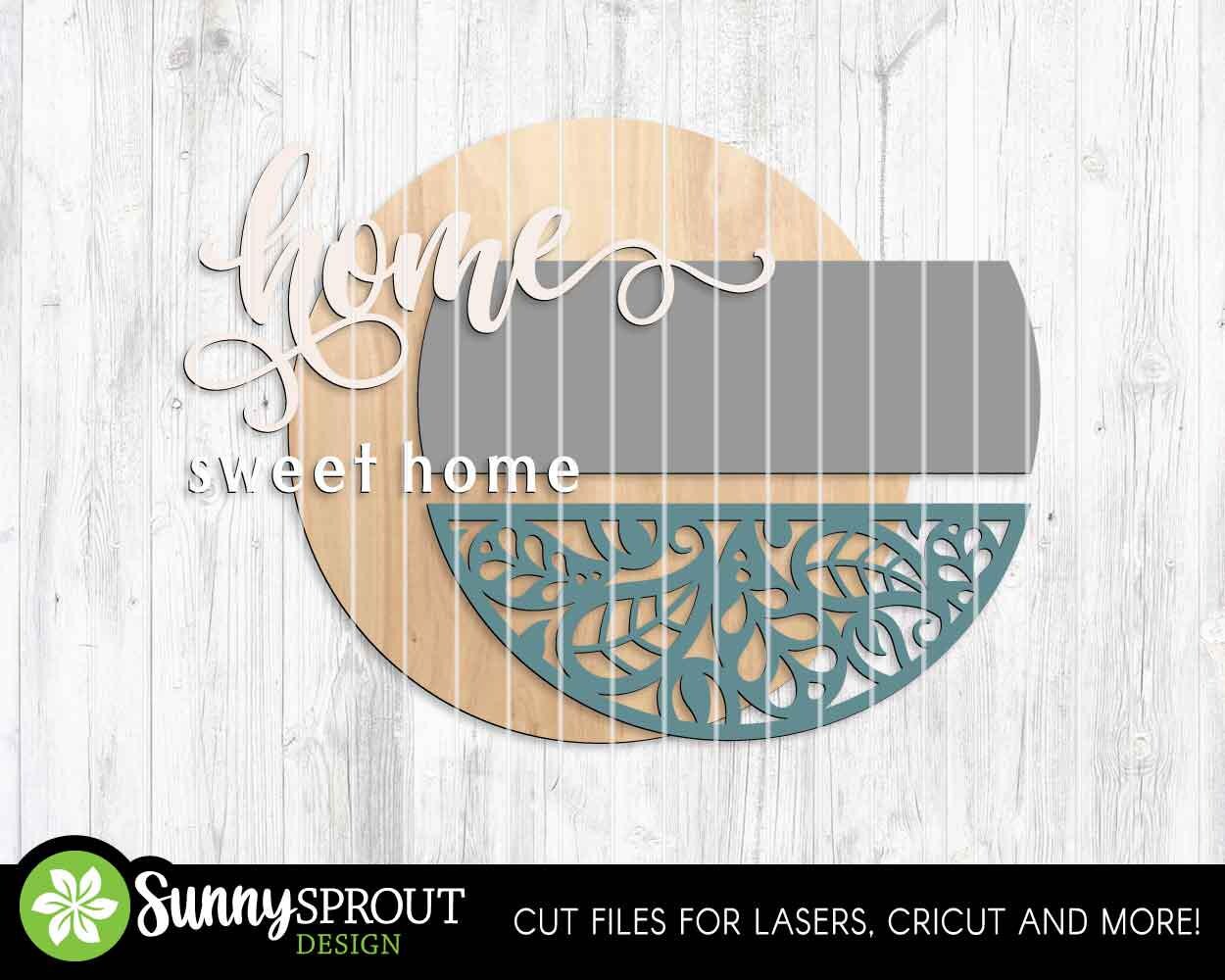 Home Sweet Home Paisley Pattern Sign, Digital Download, SVG Laser Cut File, Cricut, Modern Farmhouse Door Hanger Design