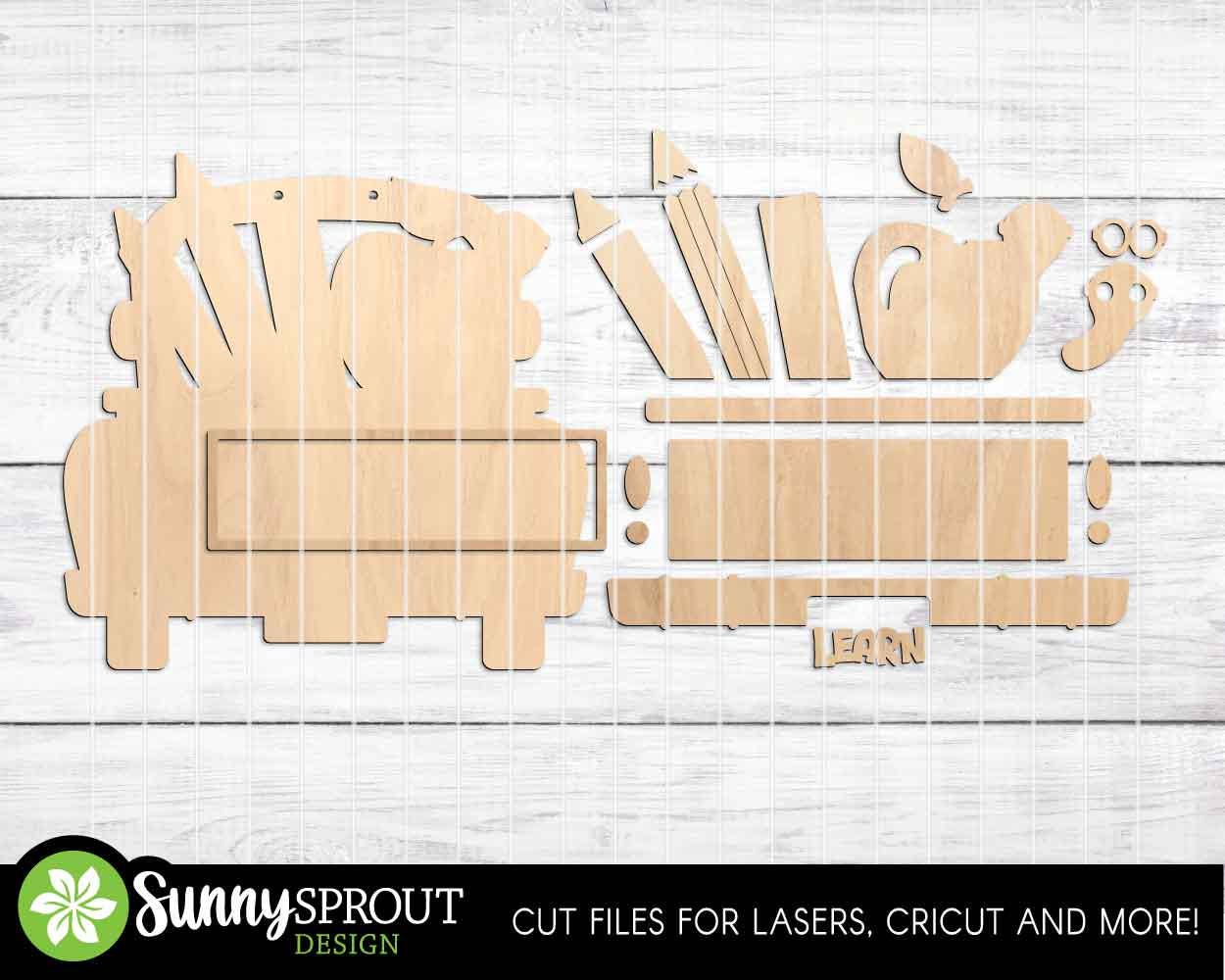 Classroom Supplies Chalkboard Old Truck Sign, Digital download, SVG laser cut file, Cricut, Door hanger design, Back to school teacher decor