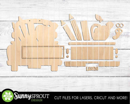 Classroom Supplies Chalkboard Old Truck Sign, Digital download, SVG laser cut file, Cricut, Door hanger design, Back to school teacher decor