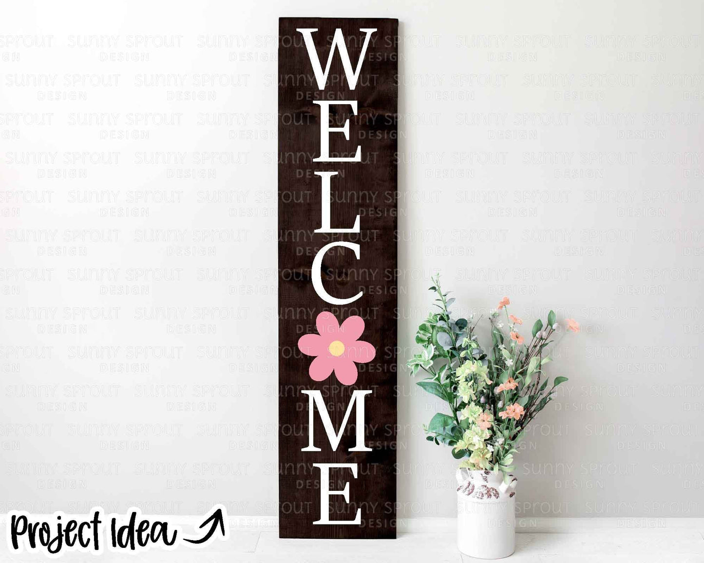 Welcome Flower Porch Sign, Digital download, SVG Cricut cut file, Silhouette, Front door leaner design