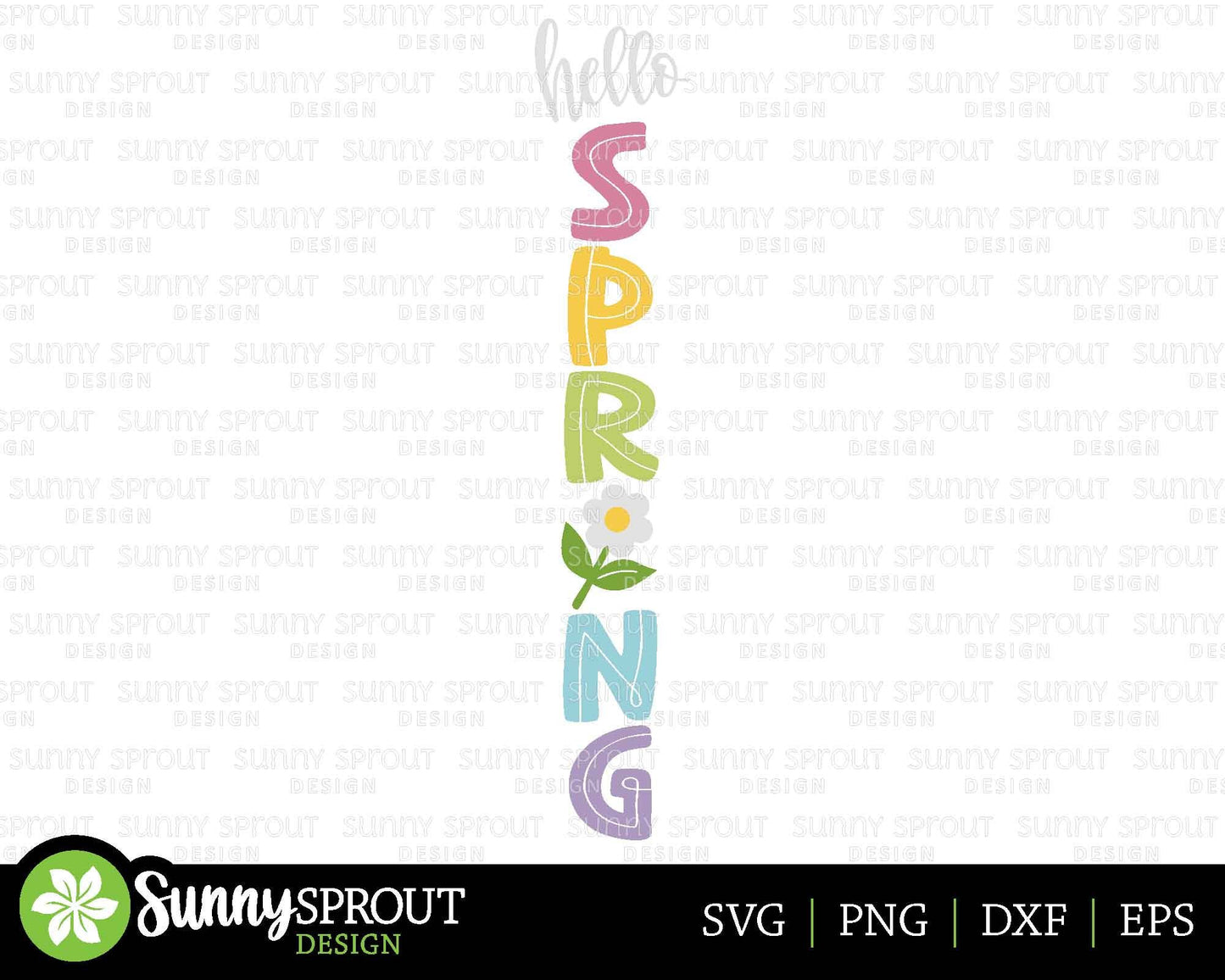 Hello Spring Flower SVG, Digital download, Porch sign design, Cricut SVG cut file, Silhouette, Front door sign, Spring welcome