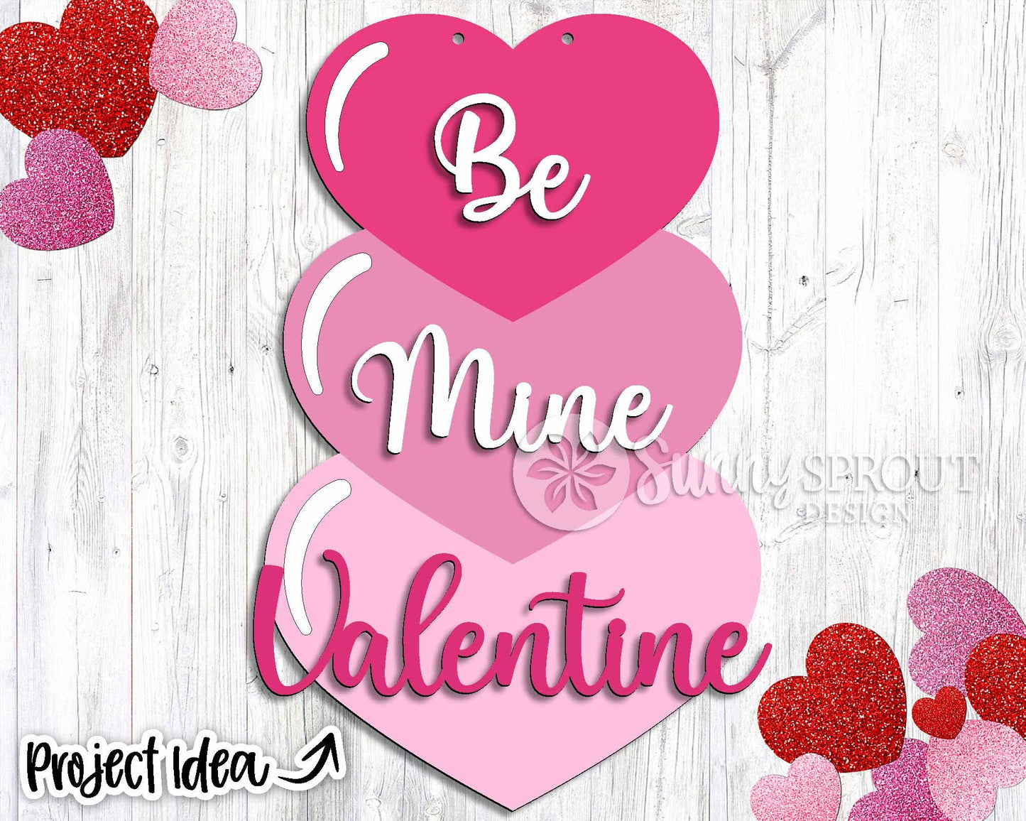 Be Mine Valentine Stacked Heart Sign, Digital Download, SVG Laser Cut File, Cricut, Door Hanger Design, Valentine's Day Decor